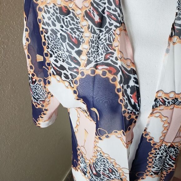 Chain Print Fringe Hem Kimono - Picture 7 of 10